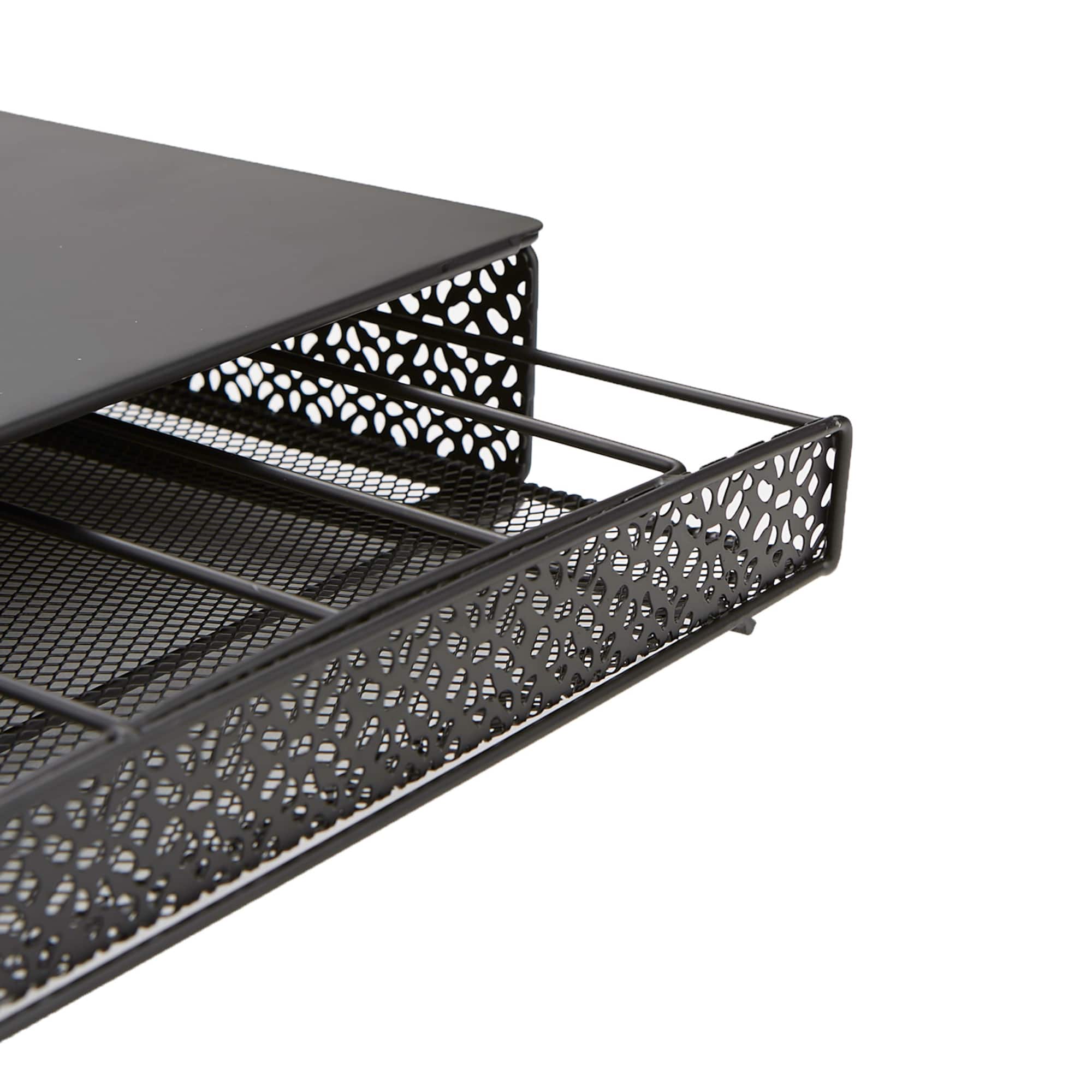 Mind Reader Flower Pattern Black 36 Capacity Single Serve Coffee Pod Metal Mesh Storage Drawer